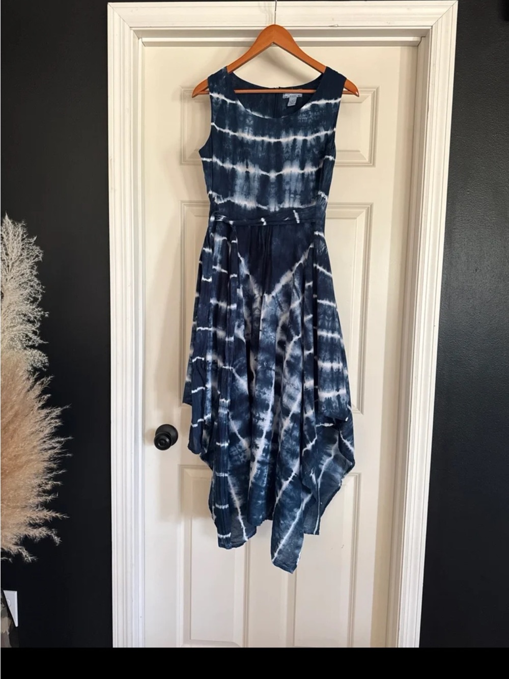 Vintage Studio West 100% Cotton Blue/White Tie-Dye Handkerchief Midi Dress
Med - Picture 12 of 12